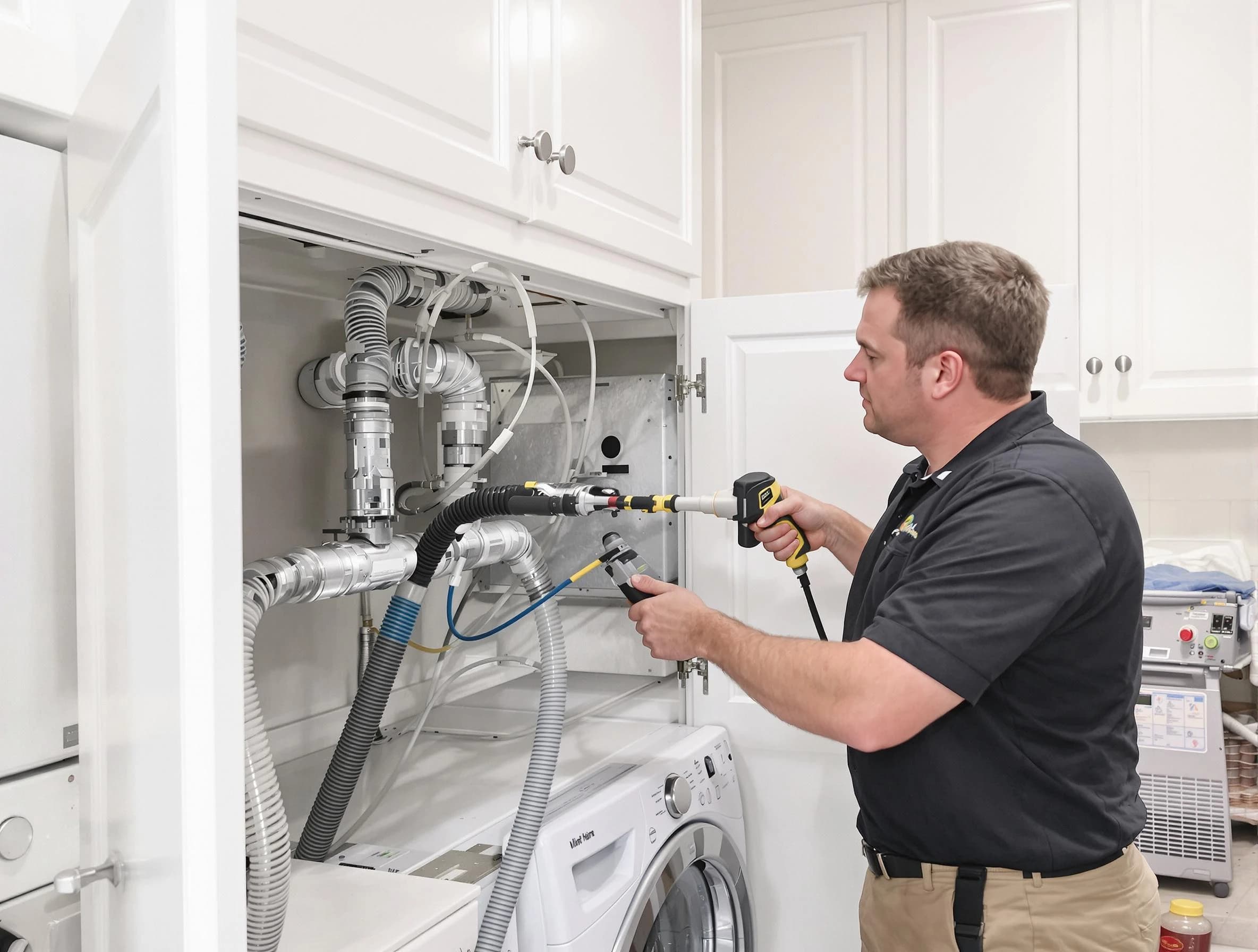 La Cienega Dryer Vent Cleaning professional removing severe blockage from a clogged dryer vent in La Cienega