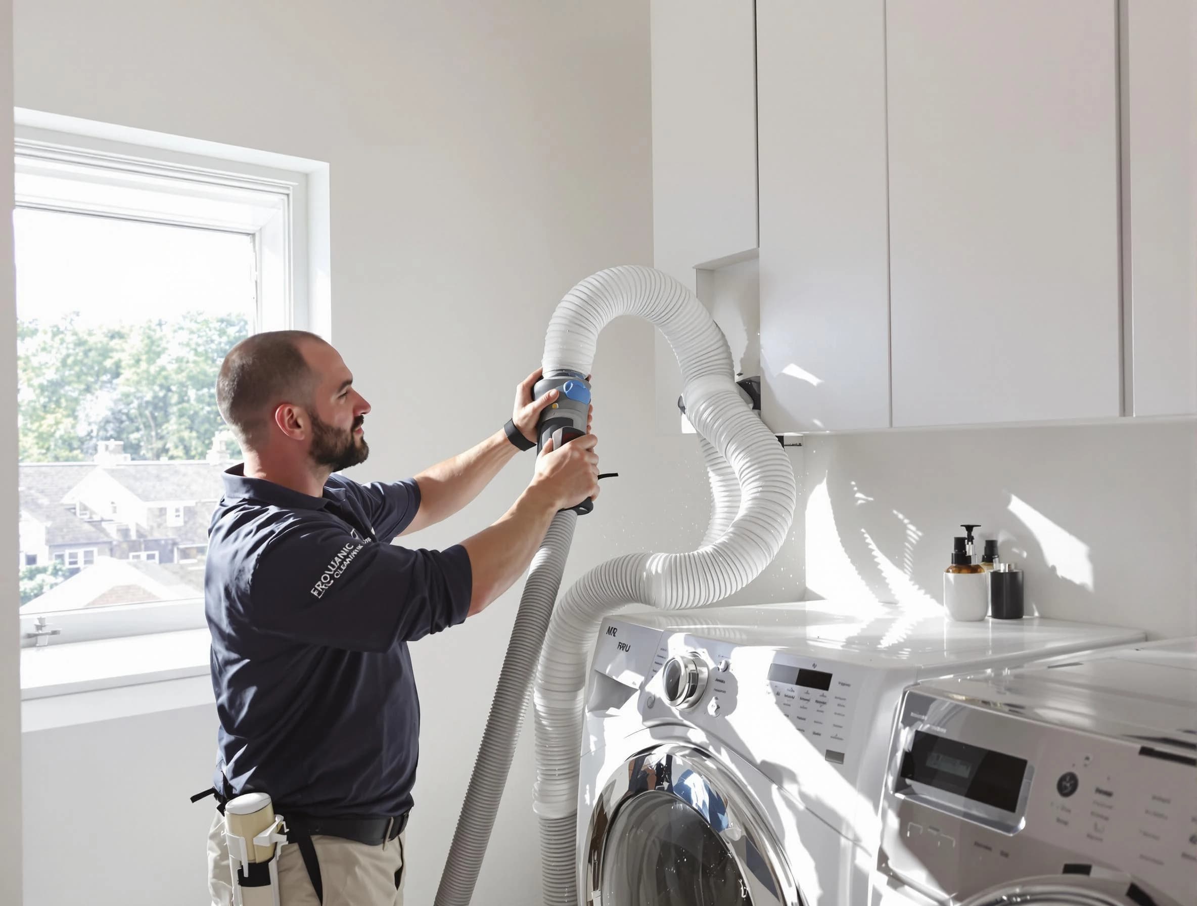 Certified La Cienega Dryer Vent Cleaning technician performing dryer vent cleaning in La Cienega