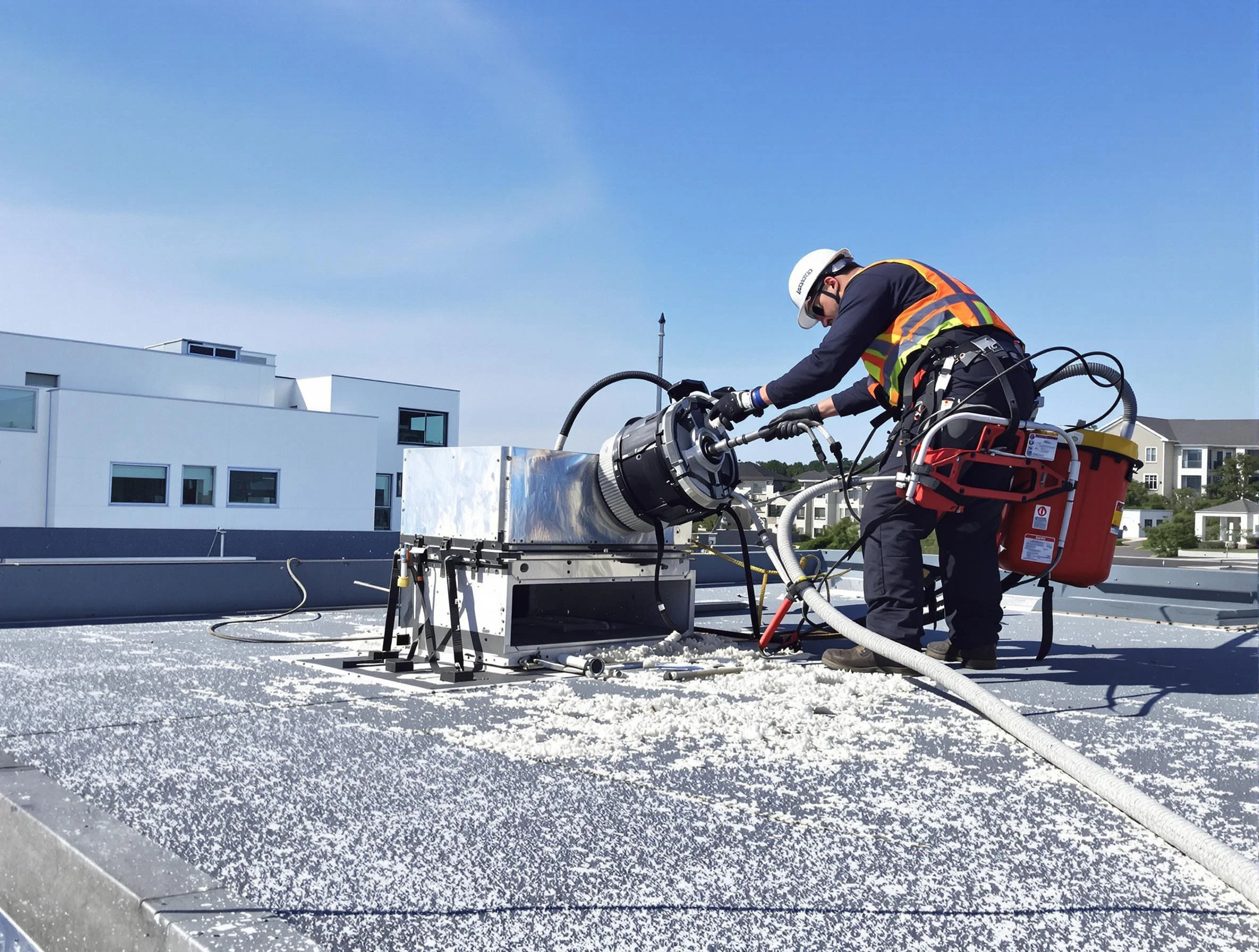 Cleaning Dryer Vent On Roof in La Cienega